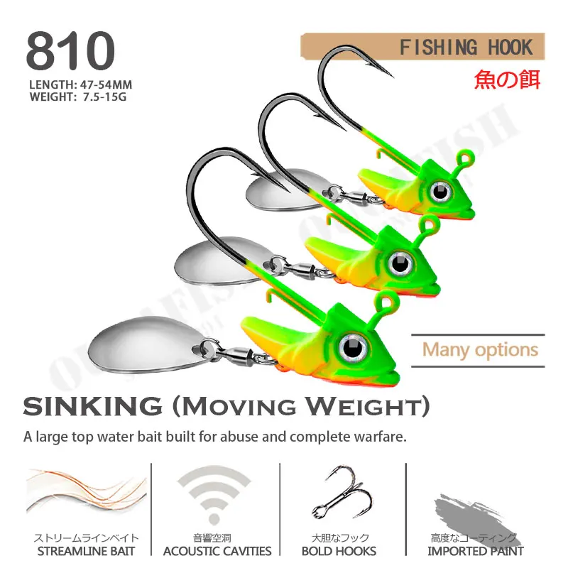 Anzuelos de Pesca Jigging, anzuelos giratorios de 2022-15g, anzuelo de cabeza plomada, cuchara, Accesorios de Pesca de Mar, aparejos artificiales Isca, 7,5 - imagen 2