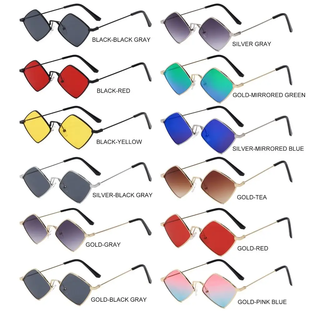 Gafas de sol con marco cuadrilateral para hombre y mujer, lentes de sol con forma de diamante, película de protección UV de Metal, a la moda - imagen 5