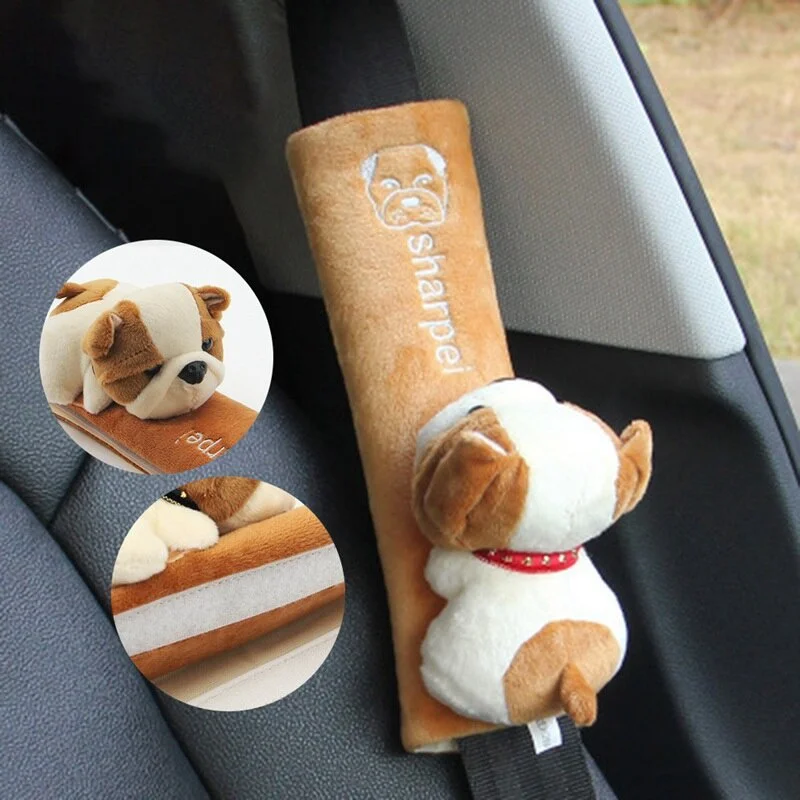 Almohadillas universales para cinturón de seguridad de coche, funda de cojín con correa para el hombro, Protector de cinturón de seguridad, Animal bonito - imagen 2