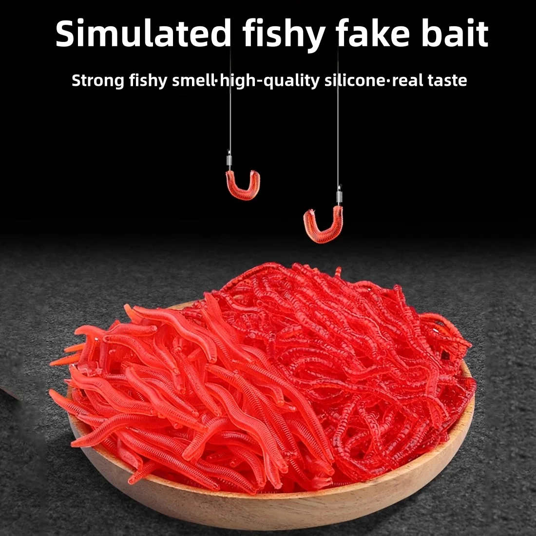 3,5 cm 50 Uds gusanos de pesca señuelo de silicona de plástico suave larva cebo de gusano realista gusano de tierra falso gusano de sangre cebo Artificial lubina - imagen 2