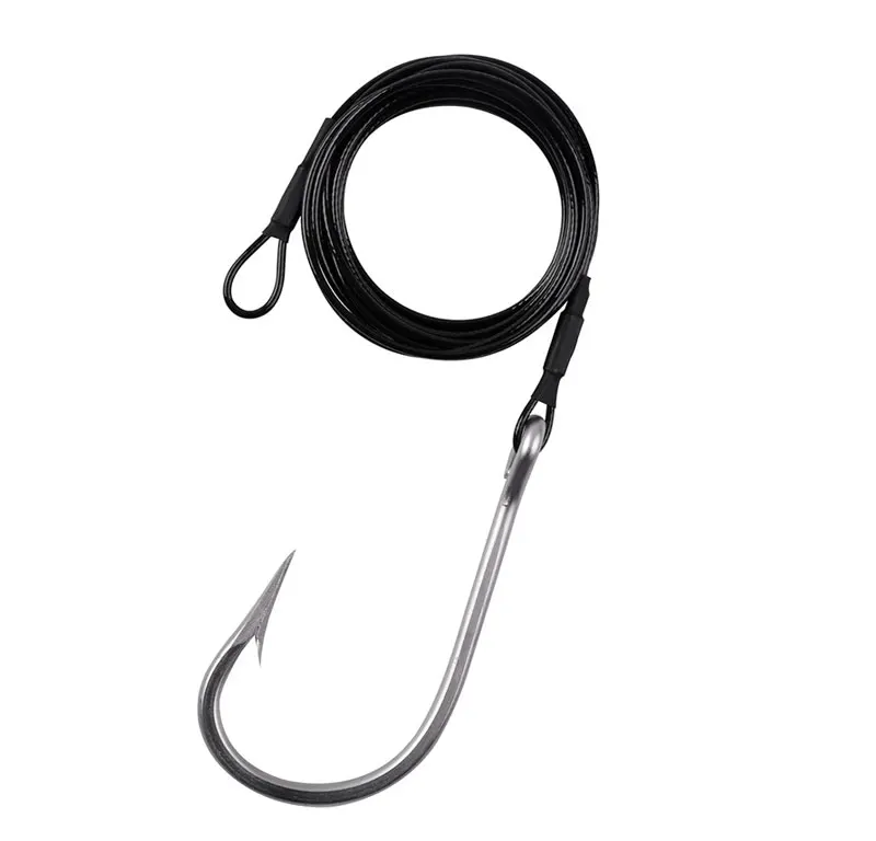 Un gancho de pesca duradero con una cuerda en espiral para pesca segura y eficiente