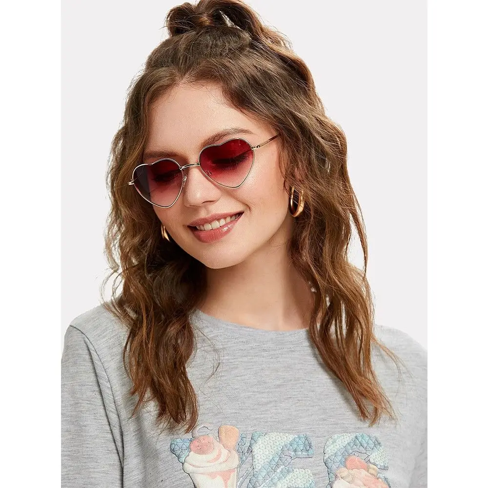 Fancy Dress Ocean Lenses UV 400 Marco de metal degradado Gafas de sol Gafas de sol en forma de corazón - imagen 5