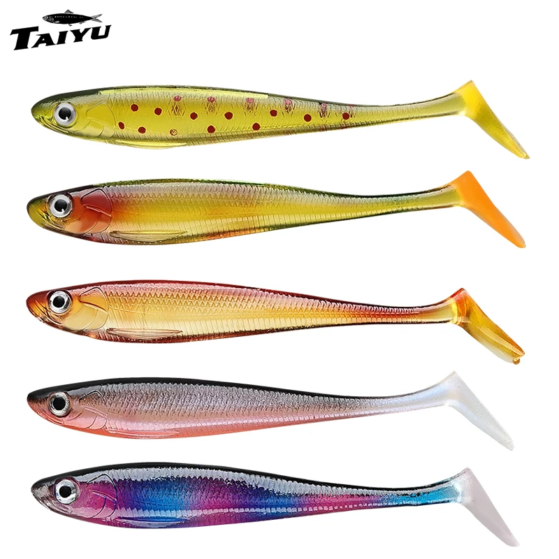 TAIYU 7 piezas set 9cm6g señuelo cebo suave cola cebo suave pato pie pescado PVC cebo suave simulación señuelo cebo pescado