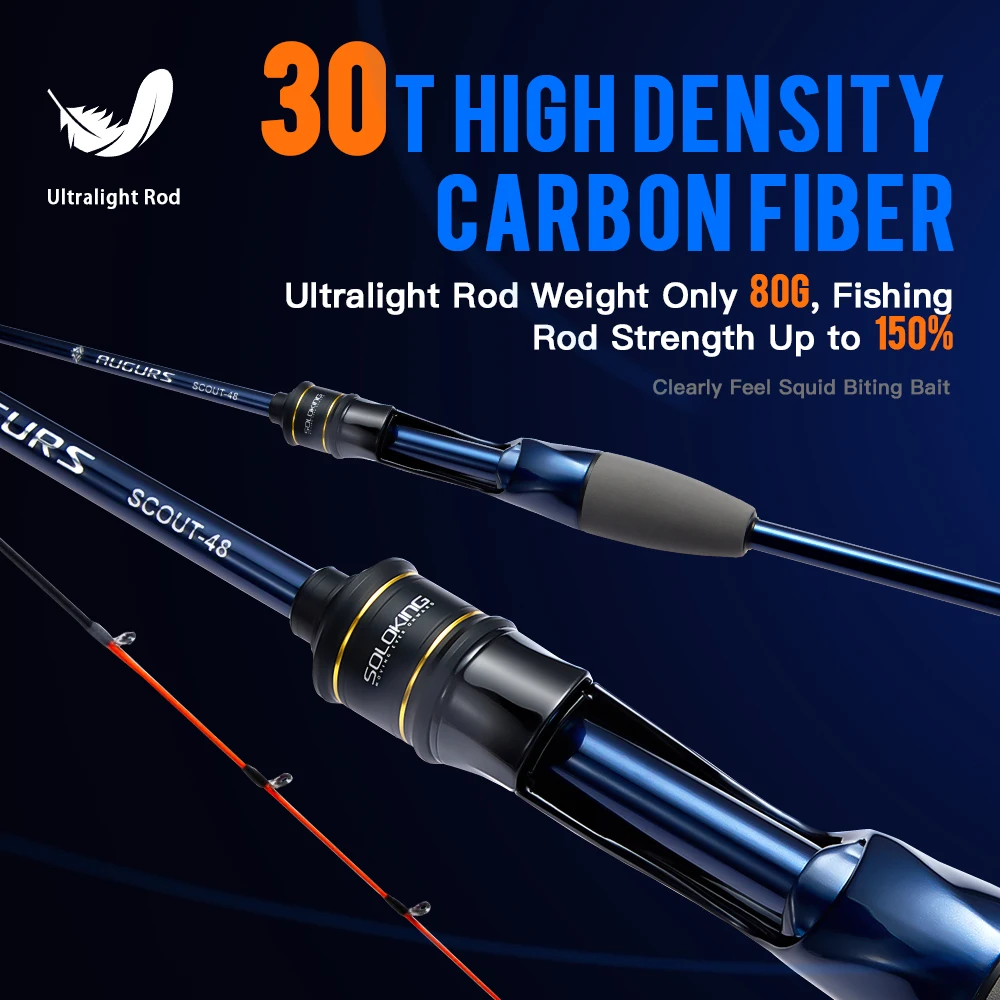 SOLOKING SCOUT48 1 Uds caña de pescar de mar Webfoot pulpo 1,45 M 1 pieza ultraligera 81g ML caña de barco de energía caña de calamar 9:1 acción - imagen 3