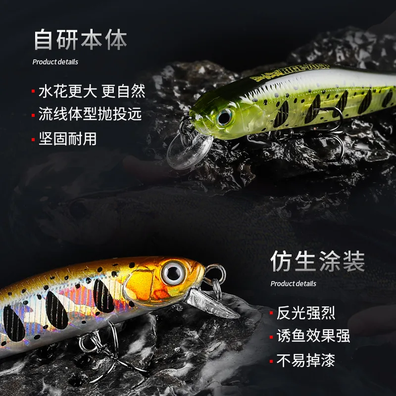 BEARKING modelo caliente 70mm 5,2g calidad profesional Magent peso Señuelos de pesca Minnow manivela cebo Artificial aparejos A06 - imagen 5