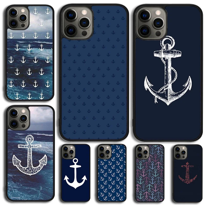 Funda iPhone con Estampado de Ancla Azul – Diseño Náutico