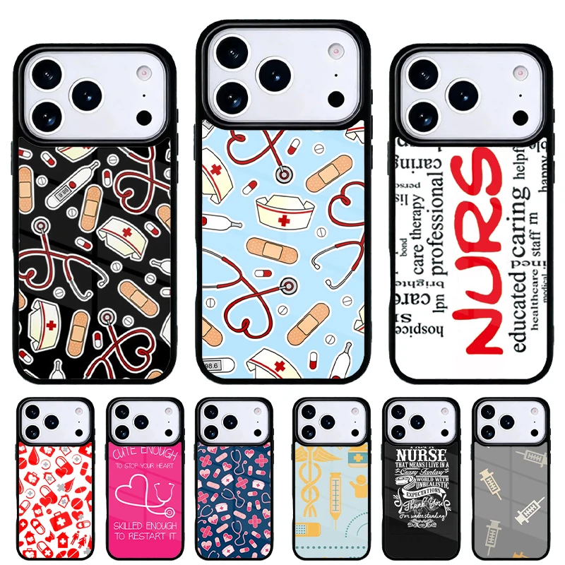 Funda iPhone enfermera con corazón – Carcasa para 13‑17 Air y ProMax