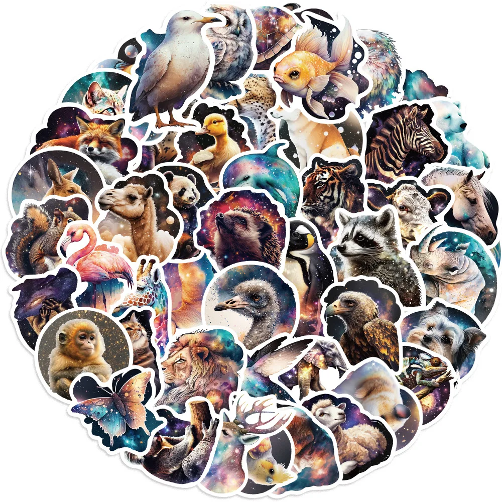 Pegatinas de Graffiti de dibujos animados para niños, pegatinas impermeables de animales de ilusión de cielo estrellado, 50 piezas, para teléfono, portátil, Notebook y maleta - imagen 4