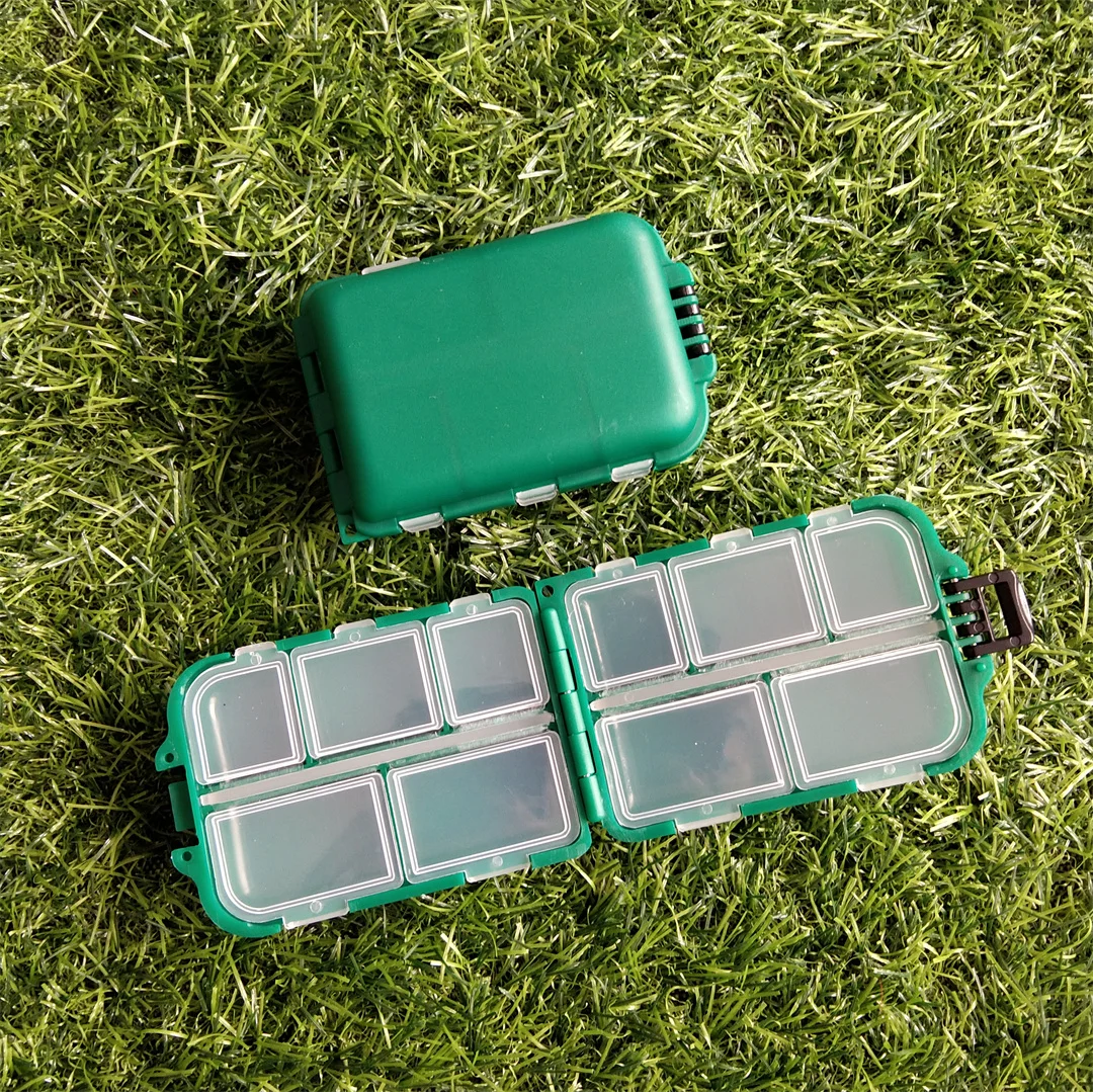 Mini caja de almacenamiento de 10 rejillas, caja de accesorios de partición de equipo de pesca, gancho para cuchara de pesca, caja de almacenamiento de cebo, accesorios de pesca - imagen 4