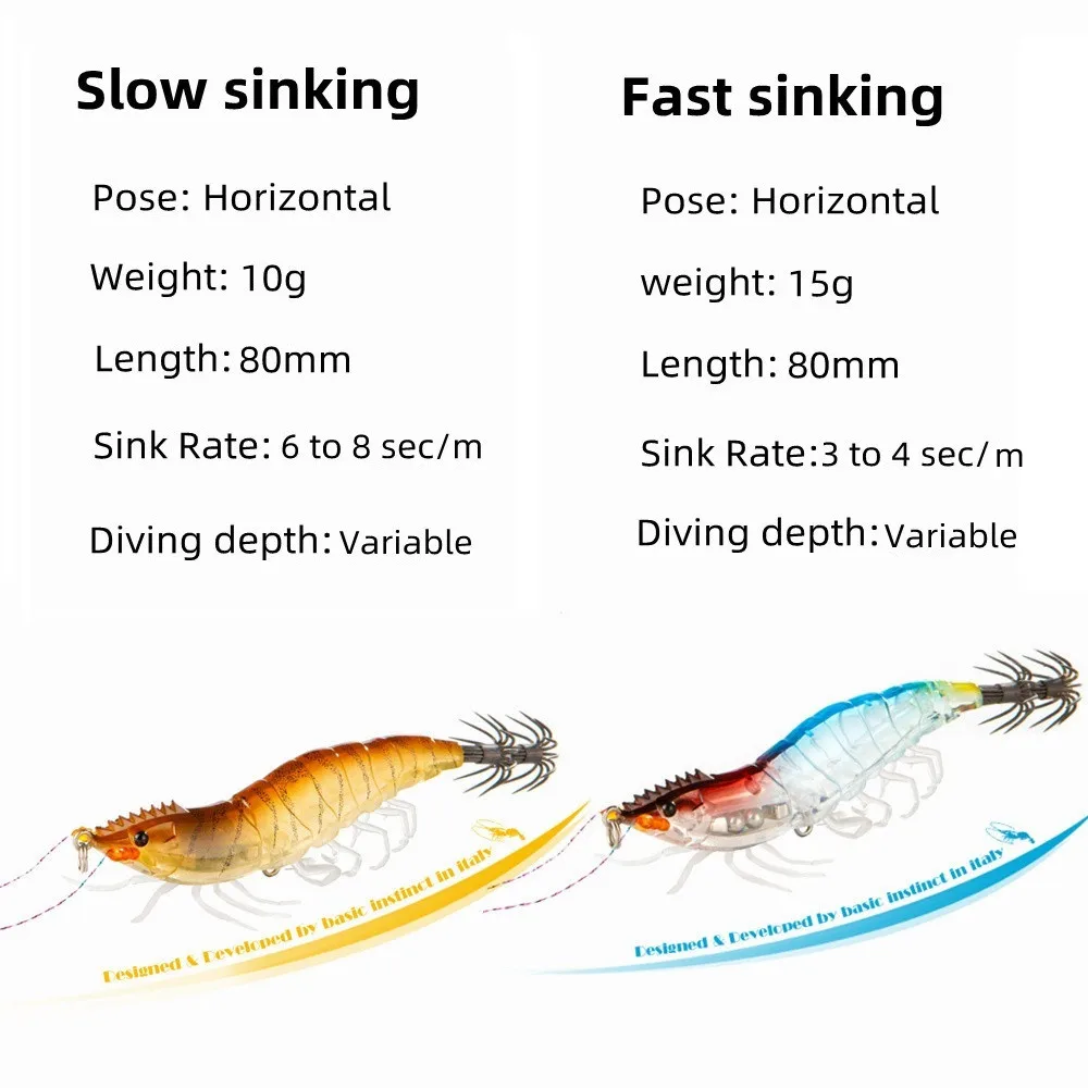 Plantilla de calamar luminosa Horizontal, sepia Artificial, cebo de camarón de madera para pulpo, señuelo Egi, anzuelo de calamar de agua salada, productos para peces - imagen 5