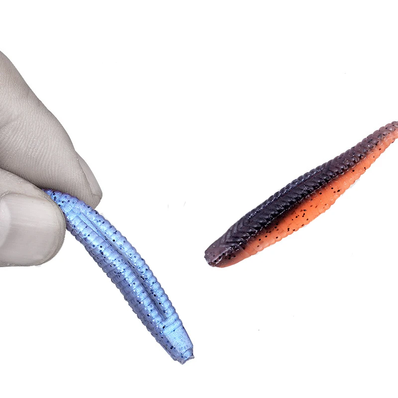 Señuelo de pesca 20 piezas, cebo blando de 1,5g y 7cm con cola bifurcada, gusano de pesca, laca de doble Color, de silicona suave - imagen 3