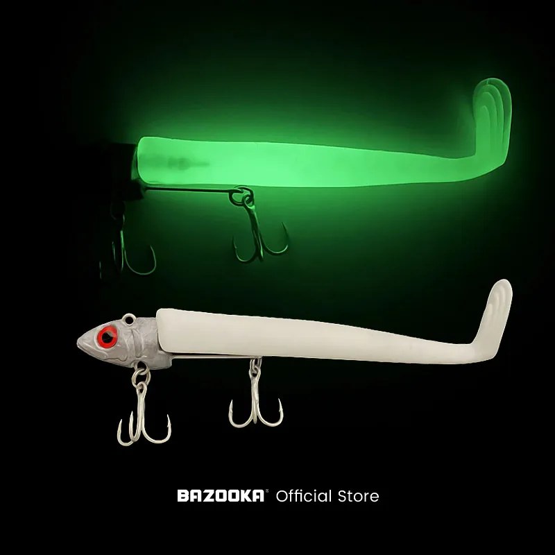 Bazooka-señuelo suave para pesca de pececillo negro, plantilla con cabeza de plomo, Wobbler Swimbait, perca de cola en T de silicona, Leurre Jighead, Lucio lento, invierno - imagen 2