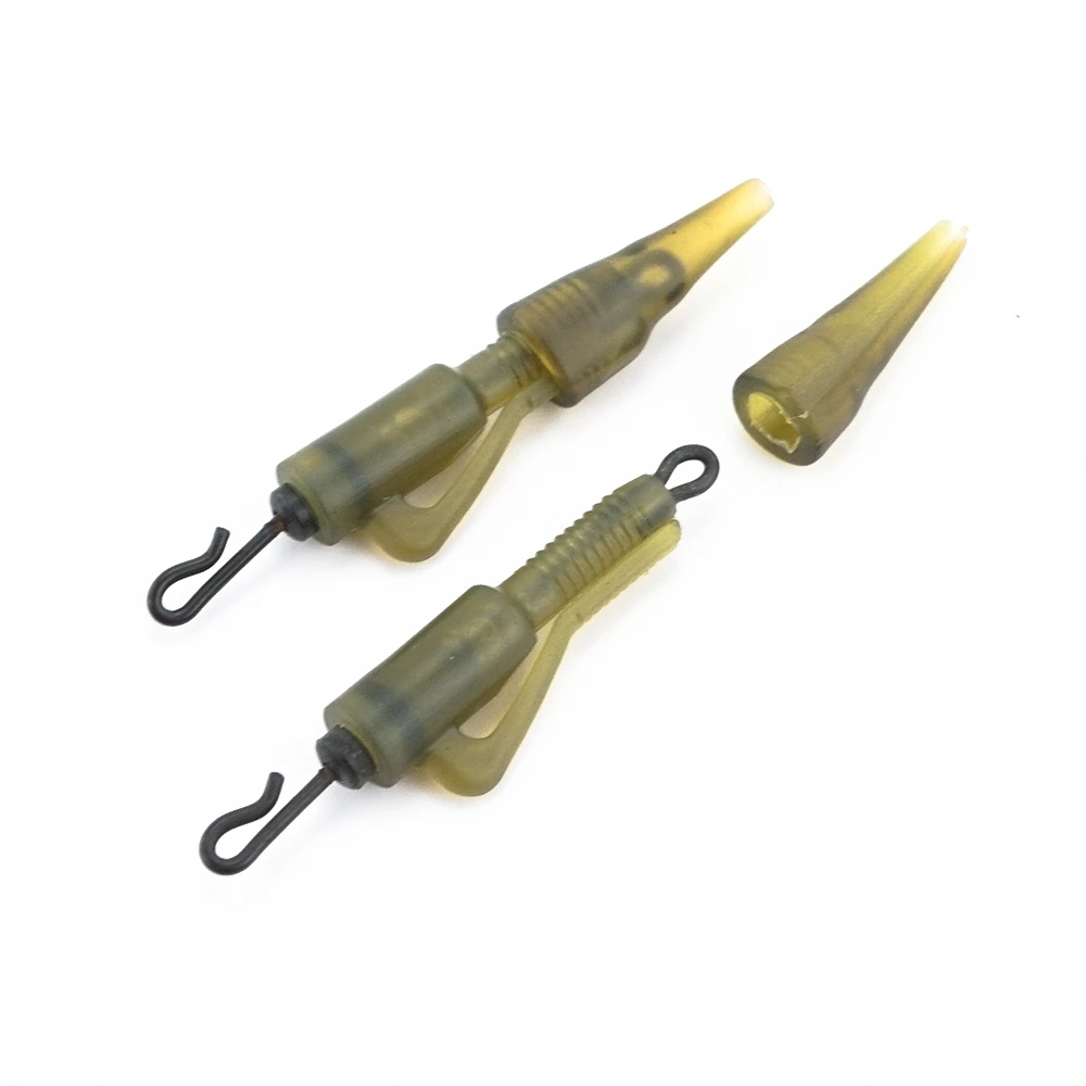 Hirisi-Juego de 10 Clips de plomo híbridos de cambio rápido para pesca de carpa con cola, cono de goma, manga antienredos, accesorios de pesca - imagen 4