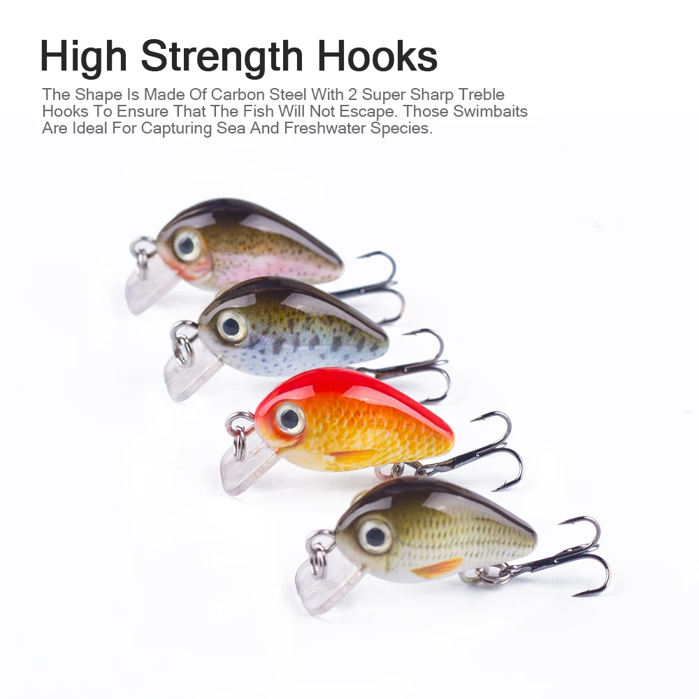 Hanlin 5 unids/set 1,5g/28mm Mini Crankbait flotante Wobblers Señuelos de Pesca Wobblers cebos artificiales pececillo duro Lucio aparejos de lubina - imagen 4