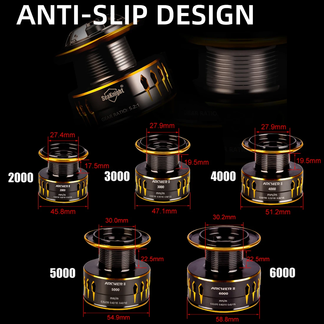 SeaKnight marca ARCHER2 serie 5,2: 1 4,9:1 carretes giratorios rueda de pesca 12-28LB potencia súper fuerte carrete CNC pesca en agua dulce - imagen 4