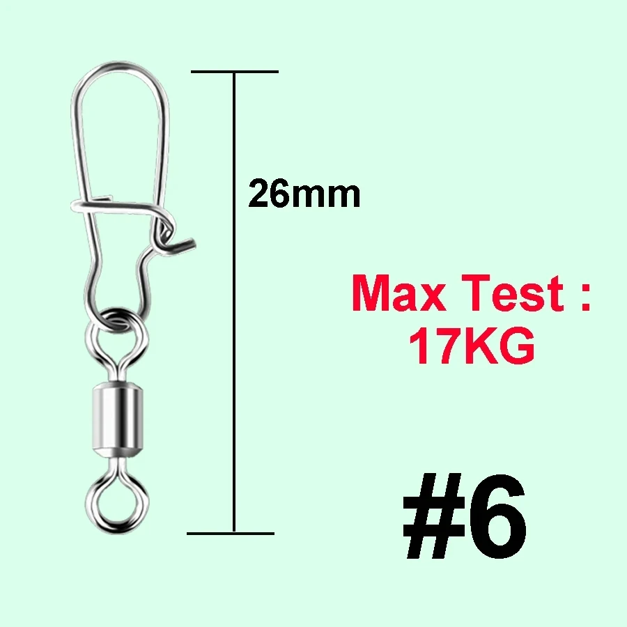 Pin conector de pesca de acero inoxidable, rodamiento giratorio con broche, accesorios de señuelo de anzuelo, 100 piezas por caja, 1/0 #2 #4 #6 #8 # - imagen 5