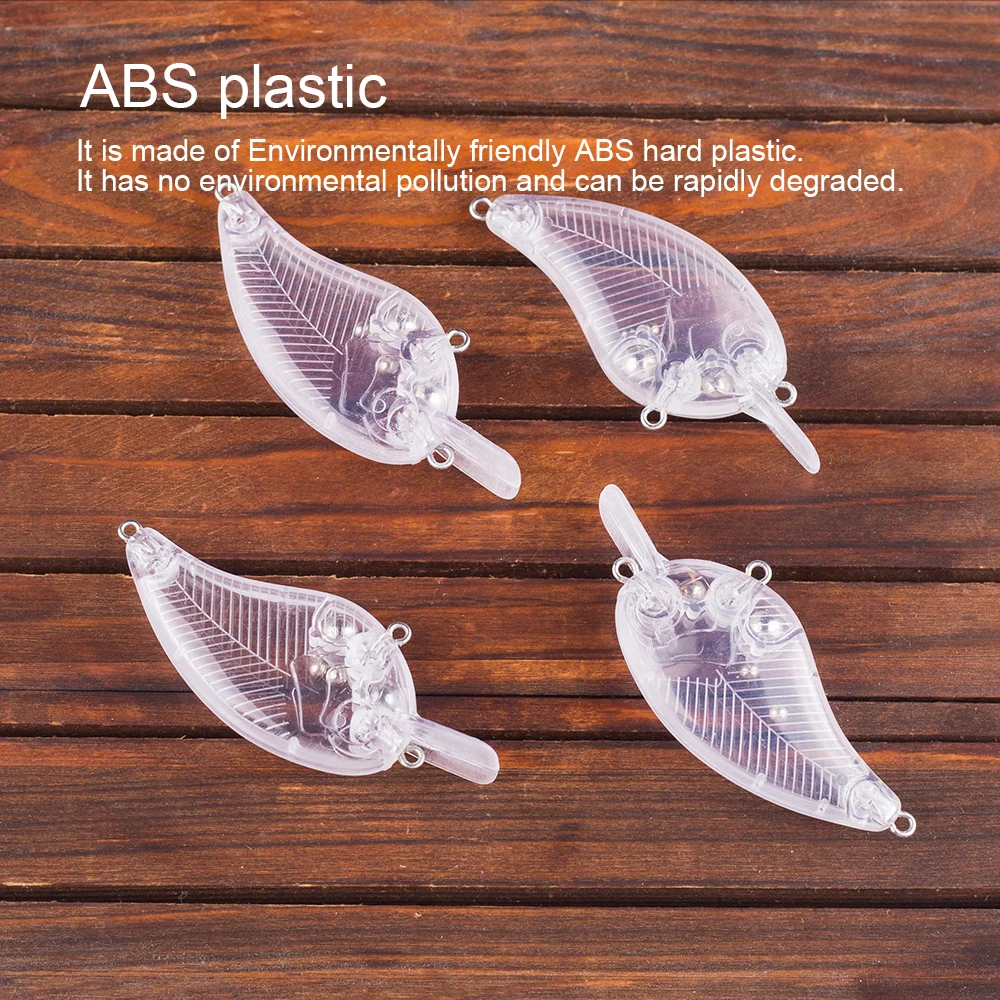 Hanlin-Cebo duro sin pintar, 10/20 piezas, 7CM, 7,5G, bolas de sonajero flotantes, cuerpo plano, Señuelos de Pesca cuadrados, Crankbait en blanco - imagen 5