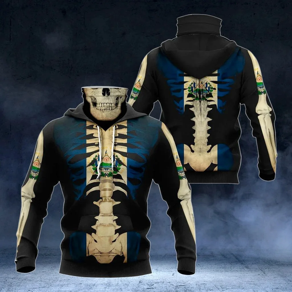 El Salvador escudo de armas 3D impreso hombres adultos cuello polaina Sudadera con capucha invierno Unisex Casual cálido grueso Sudadera con capucha con máscara ZZ04 - imagen 4