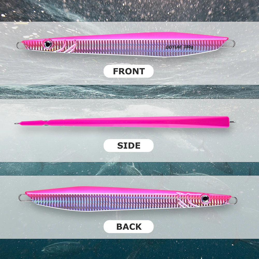Goture-señuelo de pesca Jigging de Metal electrochapado, 300g/380g/400g/510g, cebo de velocidad de lanzamiento lento - imagen 4