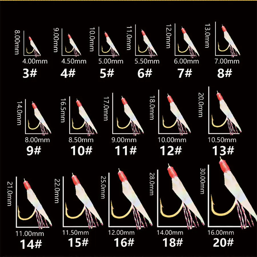 JYJ-anzuelos sabiki para pesca, 3 bolsas de tamaño 9/12/13/15/16/18/20, anzuelos de cuerda giratoria, anzuelo de caballa para pesca en el mar - imagen 3