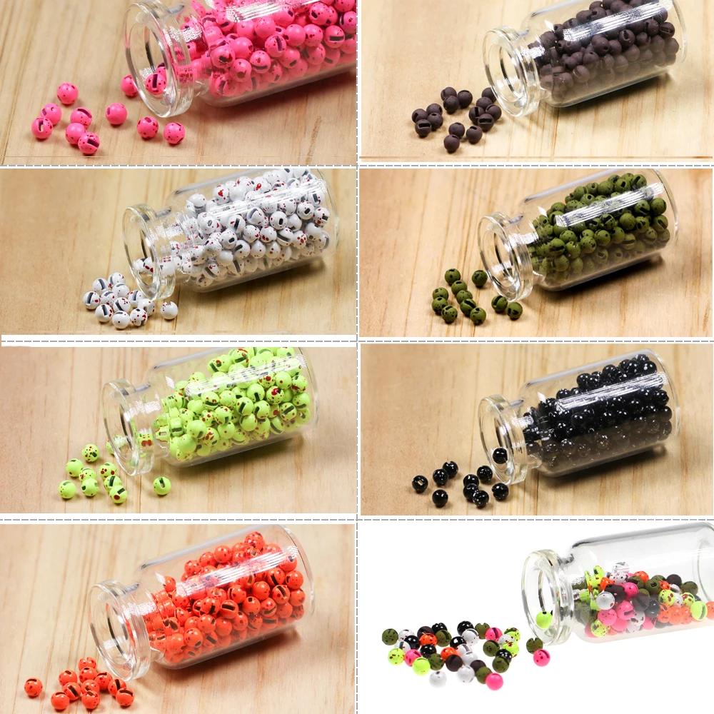 WIFREO 20 piezas cuentas de tungsteno ranuradas metálicas con ojos de punto para pesca con mosca, plantilla de hielo de tungsteno, cabeza de cuentas, Material para atar moscas - imagen 4