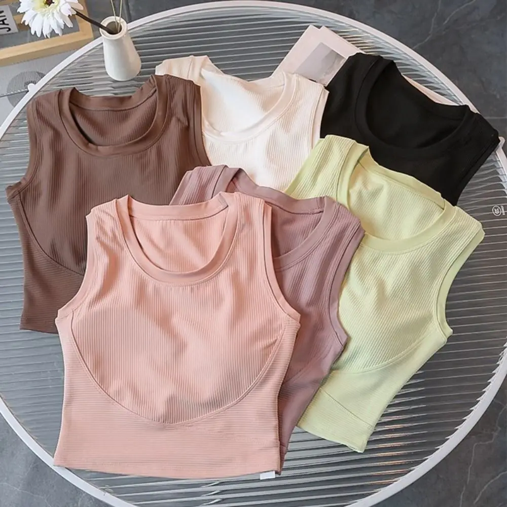 Sujetador deportivo con diseño sin Clip, camiseta sin mangas, estilo chaleco, tela de secado rápido, chaleco de secado rápido, tela mixta, diseño integrado, Top de Yoga y Fitness - imagen 2