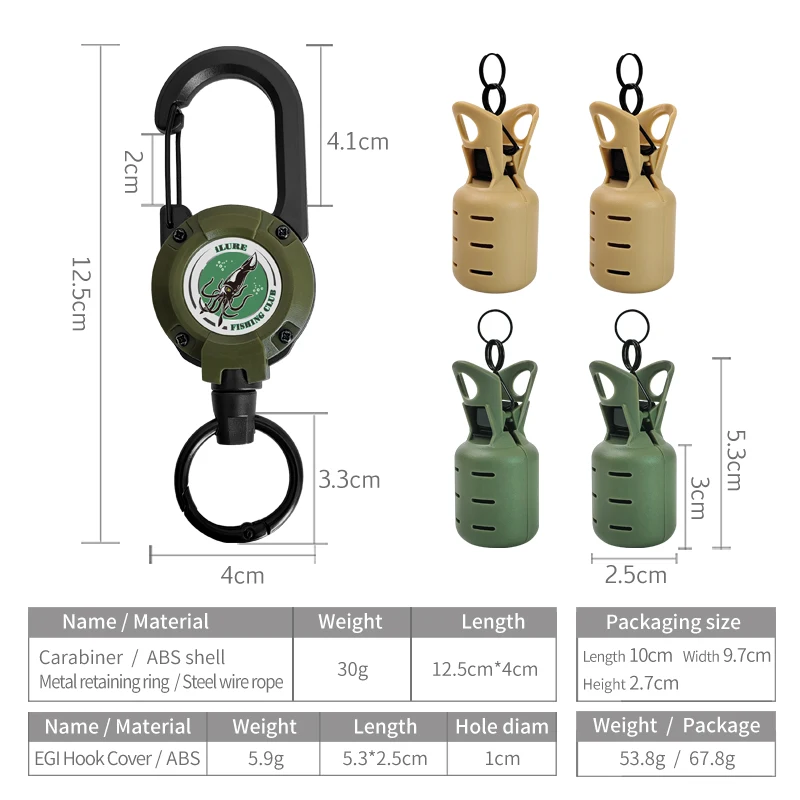 Kit Protector de cebo de plantilla de calamar, anzuelos de pulpo, cubierta de pez sepia, tapa de señuelo de paraguas con hebilla retráctil, carabina, Webfoot, nuevo - imagen 3
