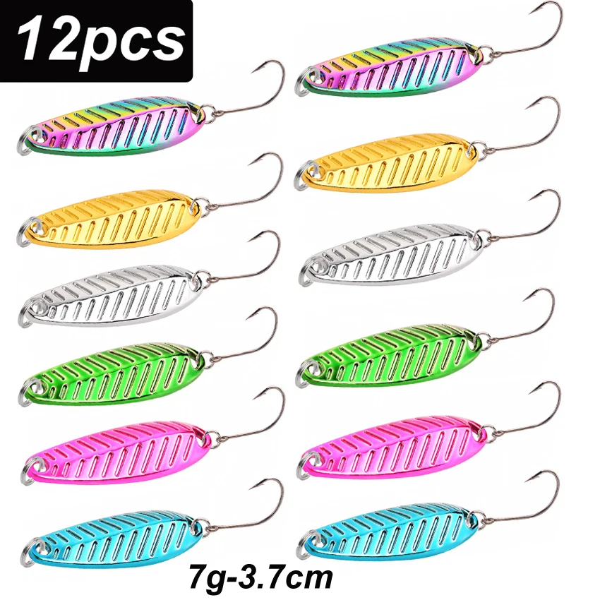 12/36pcs Fishing Lures Spoon 3.5g 5g 7g Mix Color Fishing Bait Spoon Hard Lures Metal Lures Set - imagen 3