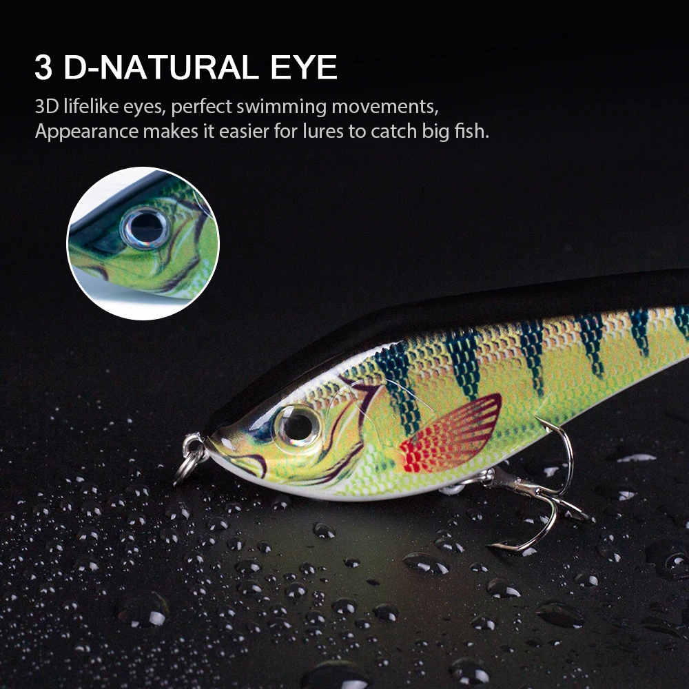 Hanlin hundimiento Glide Jerkbait 75/90/120/150/mm Muskie señuelo de pesca Swimbait Popular Lucio duro Jerk cebo Crankbait Wobbler aparejos - imagen 4