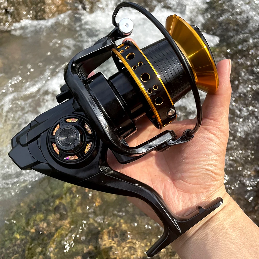 Carretes de pesca giratorios Carrete de pesca de mar fundido 9000 10000 120000   Relación de engranaje modelo 4.0:1 para todas las aguas arrastre máximo 20 kg 25 kg 30 kg - imagen 5