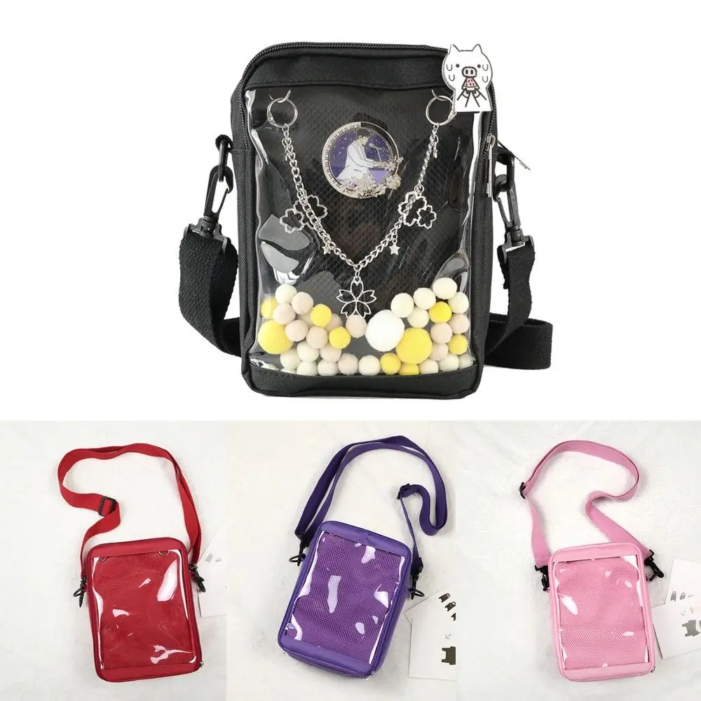 Mini bolsos cruzados de estilo japonés, color blanco y negro, transparente, Simple, pequeño, transparente, Ita, bandolera de PVC para teléfono, para exhibición de muñecas - imagen 2