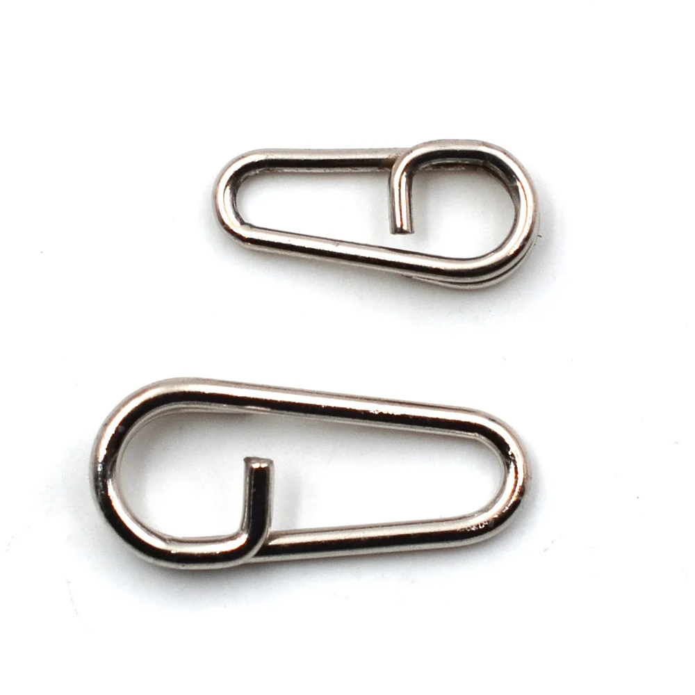 MNFT 50 Uds pesca en el mar anillos divididos ovalados de cabeza doblada de acero inoxidable y Clips de presión rápidos accesorios de conector líderes de señuelo de pesca - imagen 3