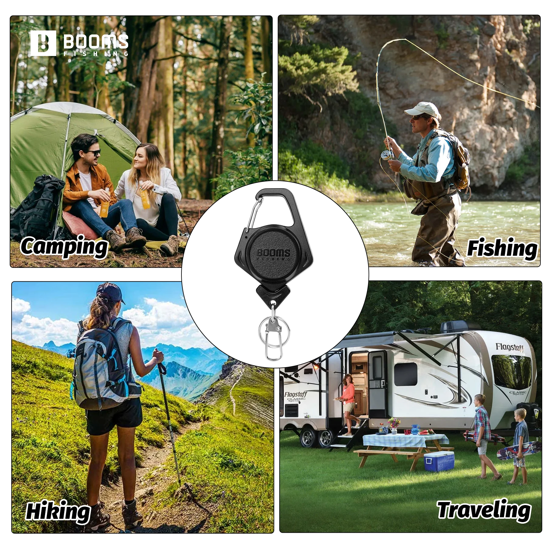 Retractor Booms Fishing Zinger, 3 uds., Retractor de pesca con mosca con cordón retráctil de 27,5 ", llavero para tijeras clave, herramienta portátil - imagen 3