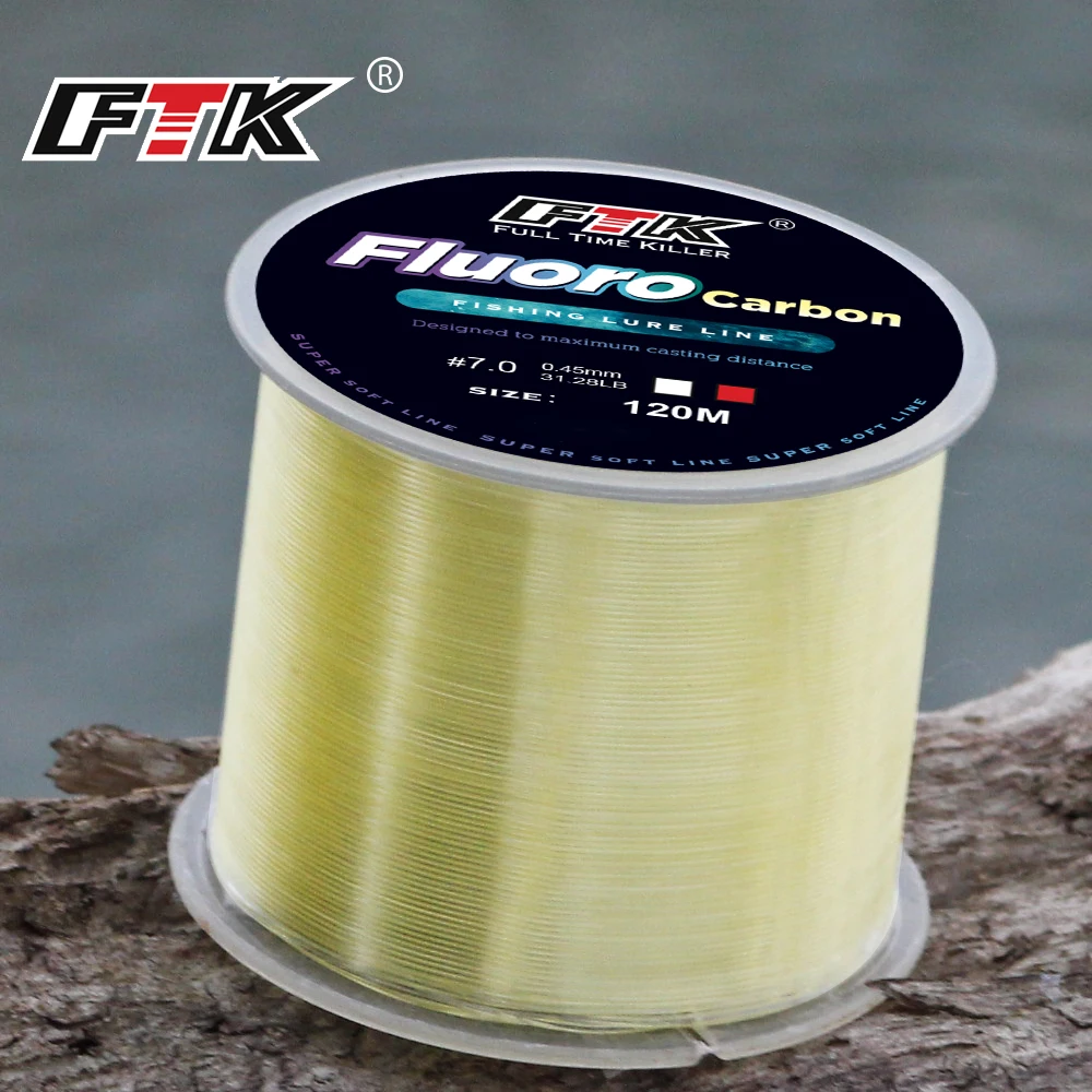 FTK-sedal de pesca con revestimiento de fluorocarbono, 120M, Japón, 7,15LB-45LB, línea de fibra de carbono, señuelo que se hunde, accesorios de pesca de 0,14mm-0,50mm - imagen 4
