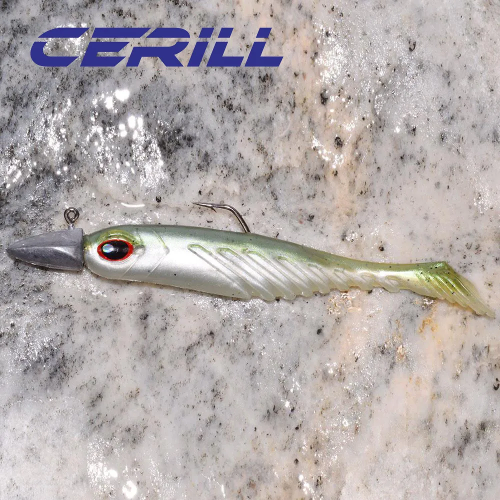 Cerill 5 uds 75mm 3,2g ojos 3D señuelo de gusano suave cebo de silicona mar Swimbait Wobbler cola de paleta plástico lubina Shad carpa doble Color - imagen 3
