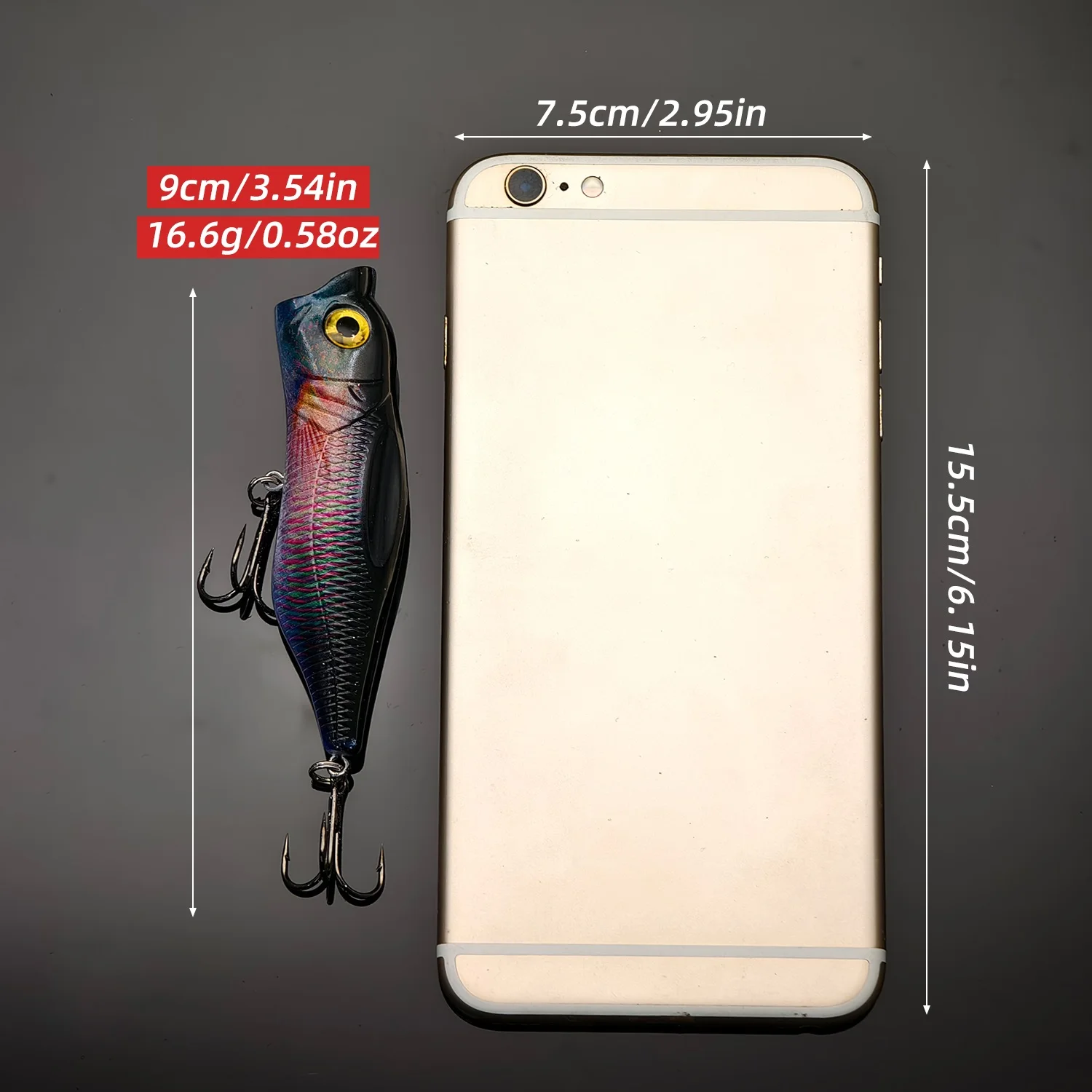 ANFS 3 uds/1pcTopwater Popper Señuelos de pesca, cuerpo de plástico con impresión en Color cebo Artificial realista para lubina de agua dulce - imagen 5