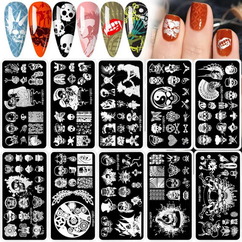 Placas de estampado de uñas para manicura francesa, estampador de uñas de punto, diseño de uñas, plantillas de esmalte de uñas multipatrón - imagen 2