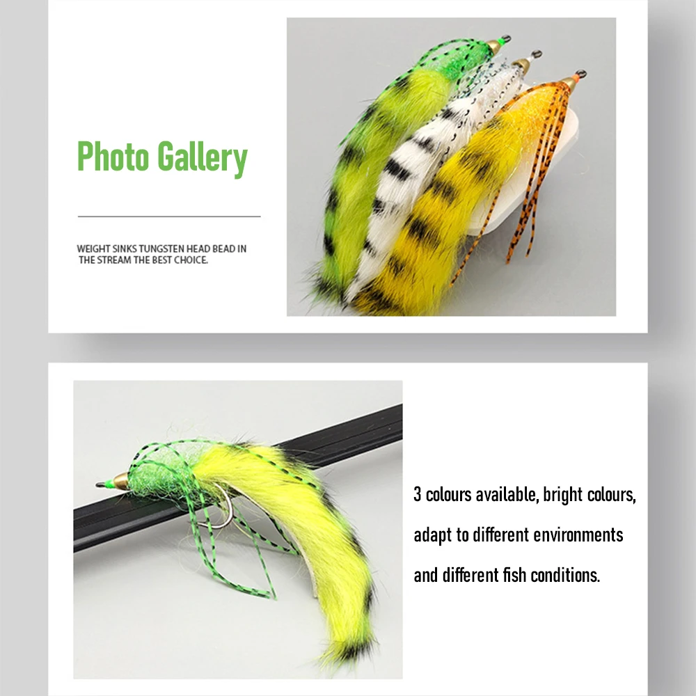 1/0 Zonker Streamer moscas de pesca con mosca con cabeza de cono de latón patas de silicona piel de liebre señuelo de pesca con mosca para lubina trucha salmón - imagen 3