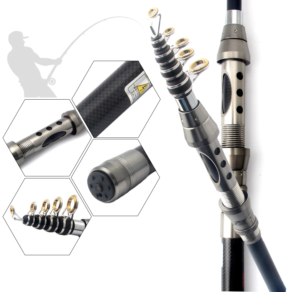 Juego completo de caña de pescar, kit con caña de pescar telescópica y carrete giratorio, cebos, anzuelos, juego de poste de viaje - imagen 3