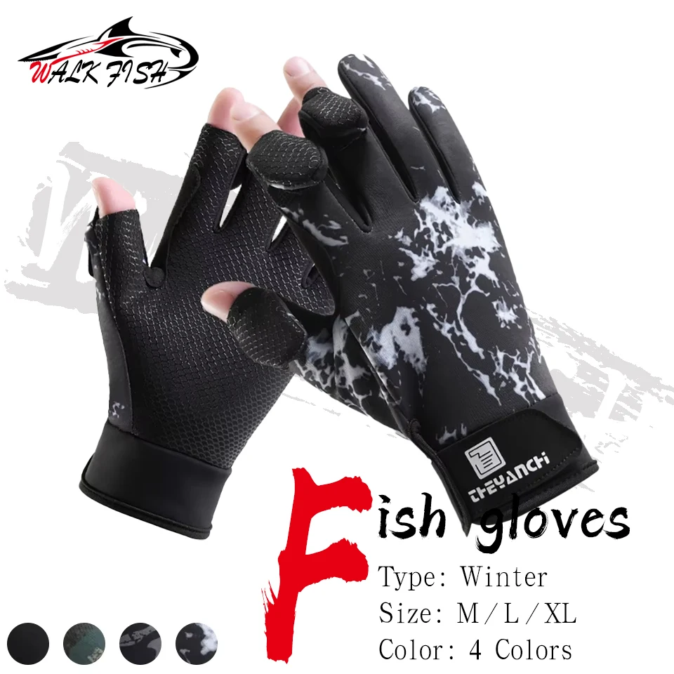 WALK FISH-guantes de pesca para otoño e invierno, antideslizantes, impermeables, resistentes al desgaste, con pantalla táctil, silicona gruesa