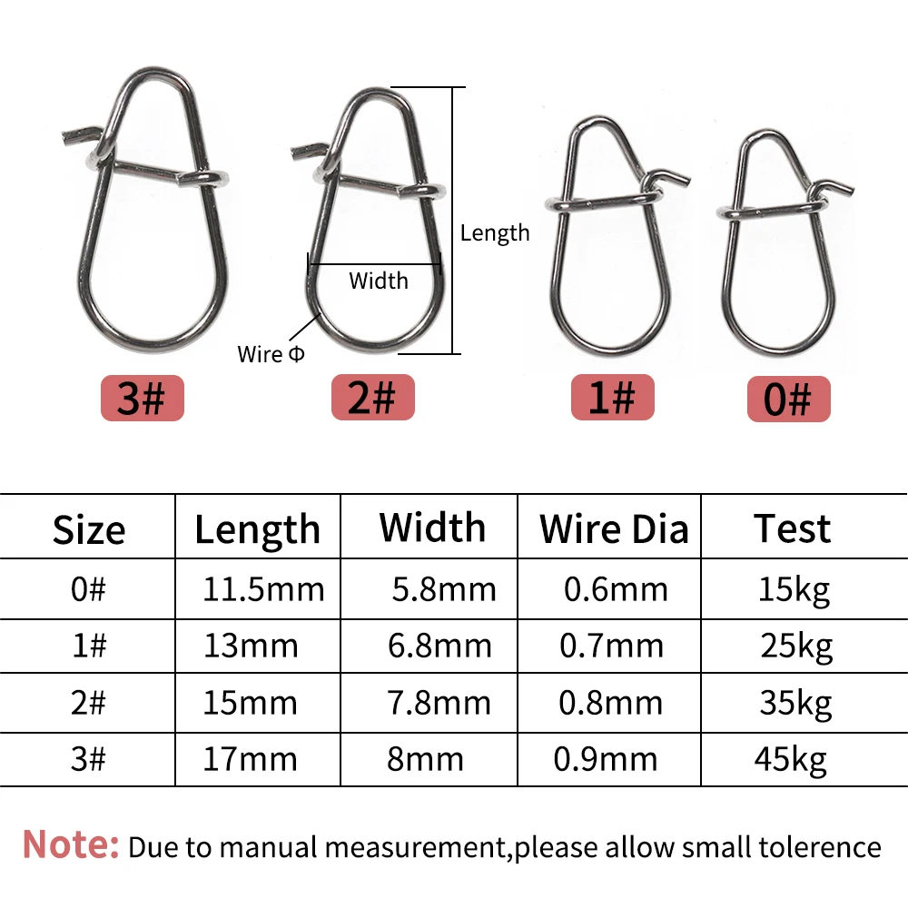Elllv-Pin de bloqueo de cambio rápido de pesca de calabaza de acero inoxidable, señuelo de línea de pesca fuerte, Conector de aparejos anticorrosión, 100 Uds. - imagen 2