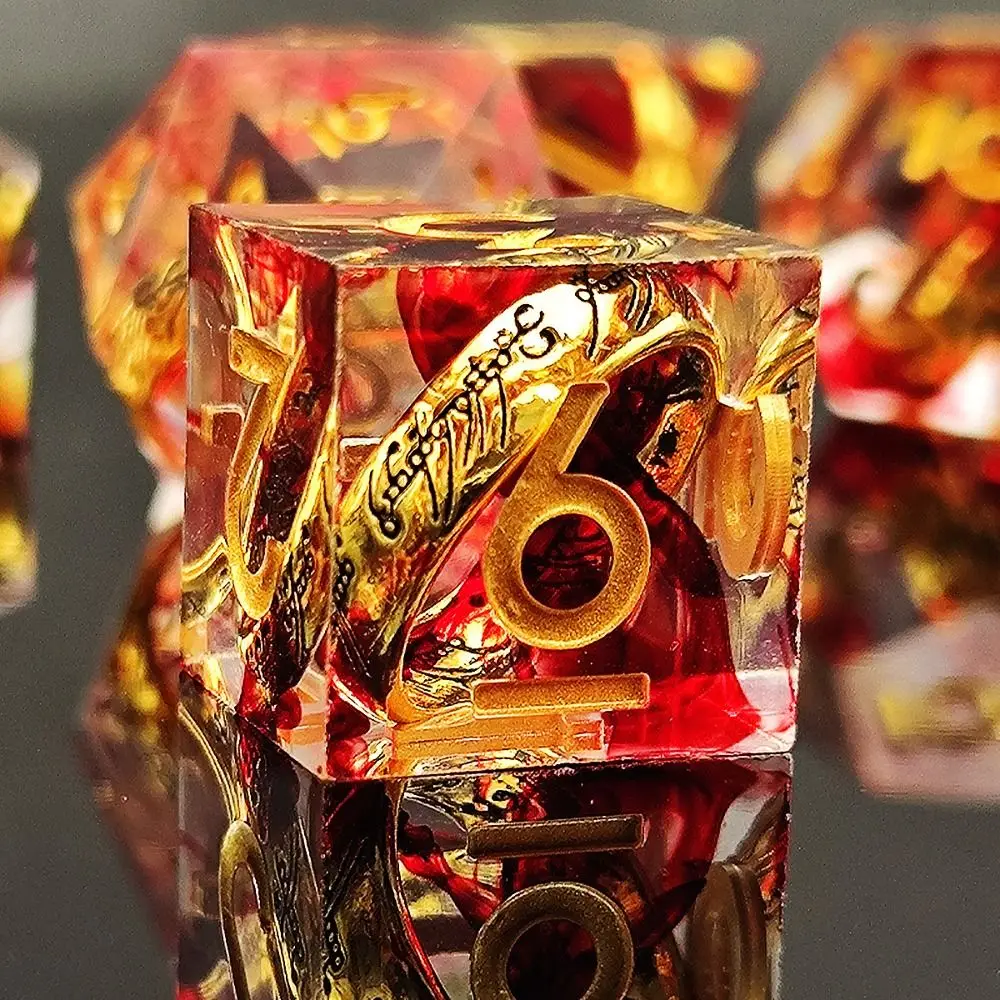 Juego de dados fluidos de resina creativos, dados de esquina afilados poliédricos azules, verdes y morados D4 D6 D8 D10 D12 D20, regalo de dados líquidos - imagen 5