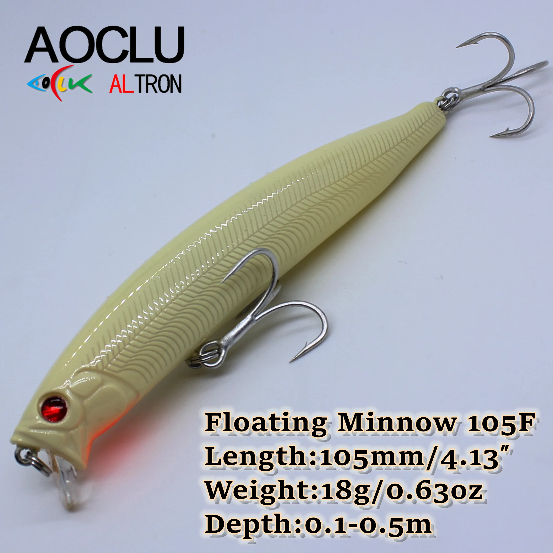 AOCLU Seabass Killer flotante Wobbler 105mm 18g 0,1-0,5 m cebo duro Minnow Jerk señuelo de pesca transferencia de peso anzuelos de fundición larga - imagen 4
