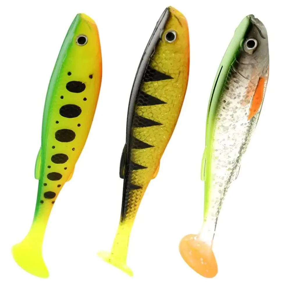 3 unids/pack Señuelos blandos artificiales 10cm 11,5g cola en T silicona Shad Swimbait señuelo de pesca Leurre Wobblers de plástico aparejos de agua salada - imagen 2