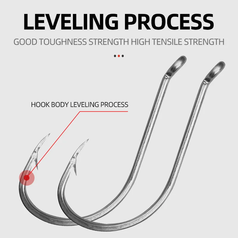 40 uds/80 Uds caja 92554 anzuelo de pulpo de acero inoxidable púa boca torcida anzuelo palangre anzuelo de calamar señuelo pesca en el mar - imagen 2