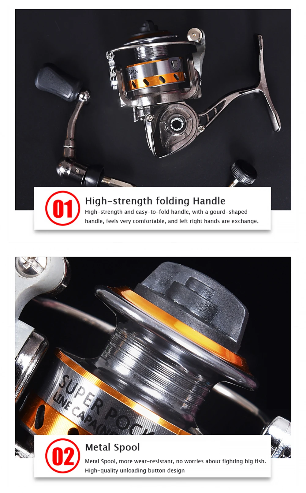 Mini carrete de pesca giratorio, bobina de Metal de 6KG, potencia máxima de arrastre, señuelo de hielo de invierno, rueda pequeña de pesca de agua salada y agua dulce para exteriores - imagen 4