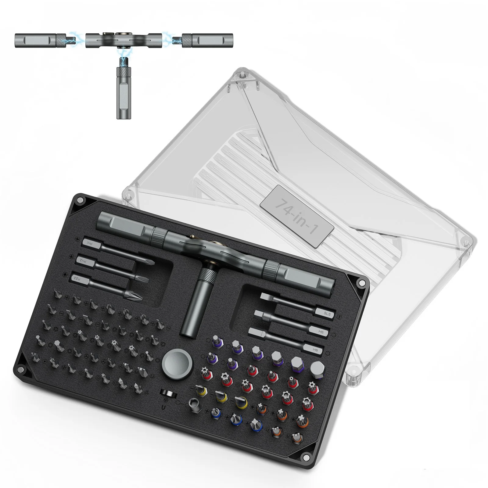 Kit destornilladores trinquete magnético pro con mango desmontable