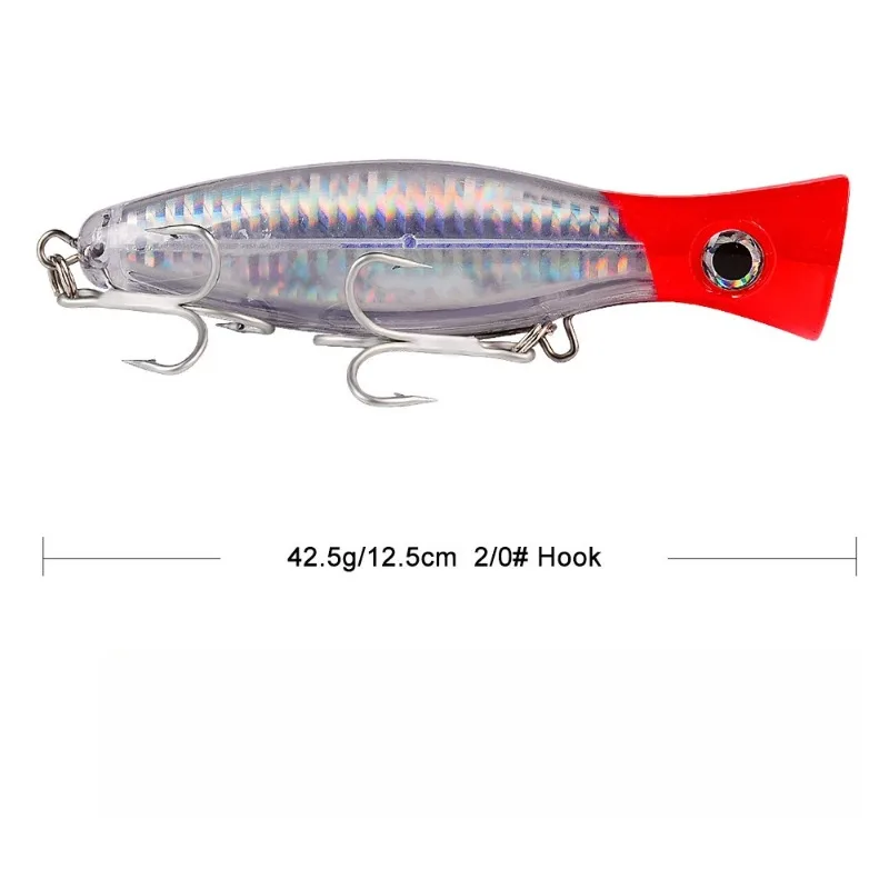 Señuelo de pesca Premium Topwater Popper Minnow: cebo duro versátil con anzuelos triples para lubina, trucha y material ABS más duradero - imagen 2