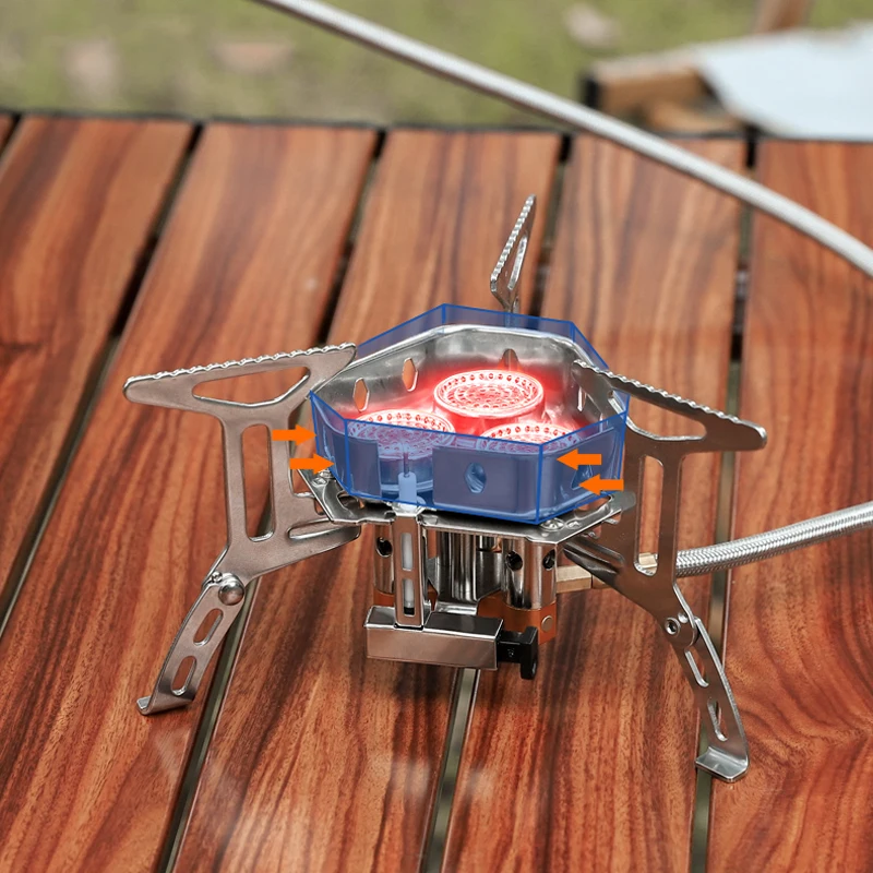 Estufa de Gas portátil ultraligera para acampar, estufa de Gas plegable para senderismo al aire libre, equipo de Camping, quemador de Gas - imagen 3