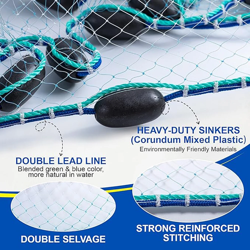 Red de pesca Goture con plomo, red de pescado de malla pequeña americana pesada, radio de 3 pies-12 pies, redes trampa de pesca para lanzar a mano - imagen 2